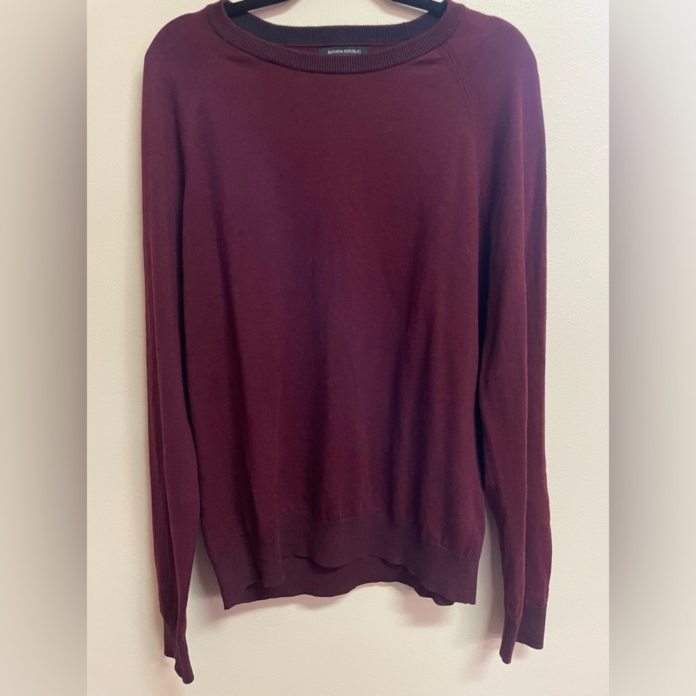 Banana Republic Men’s Burgundy Sweater Crew Neck 100% Pima Cotton Size Large
